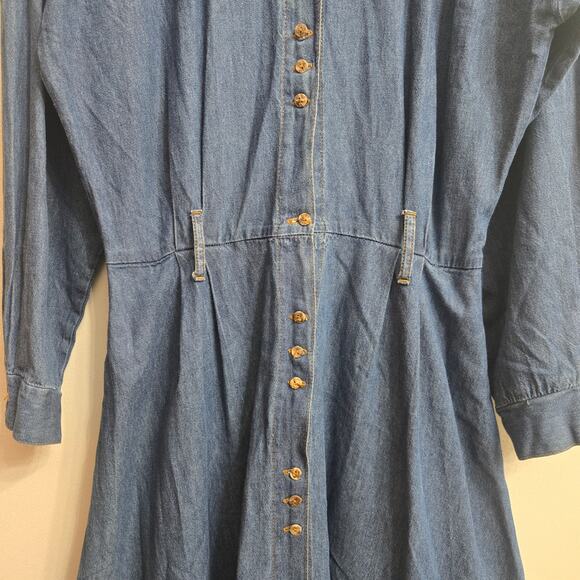 Chorus Blues Vintage 90s Western Country Cottage Denim Button Up Maxi Dress 8 - Picture 5 of 12